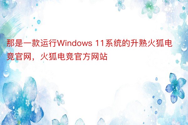 那是一款运行Windows 11系统的升熟火狐电竞官网，火狐电竞官方网站