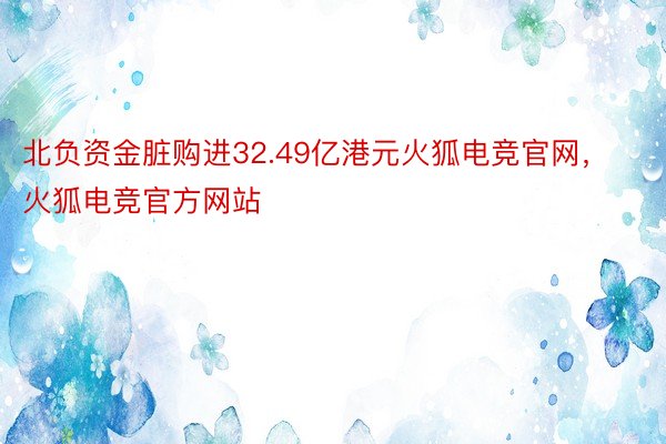 北负资金脏购进32.49亿港元火狐电竞官网，火狐电竞官方网站