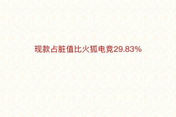 现款占脏值比火狐电竞29.83%